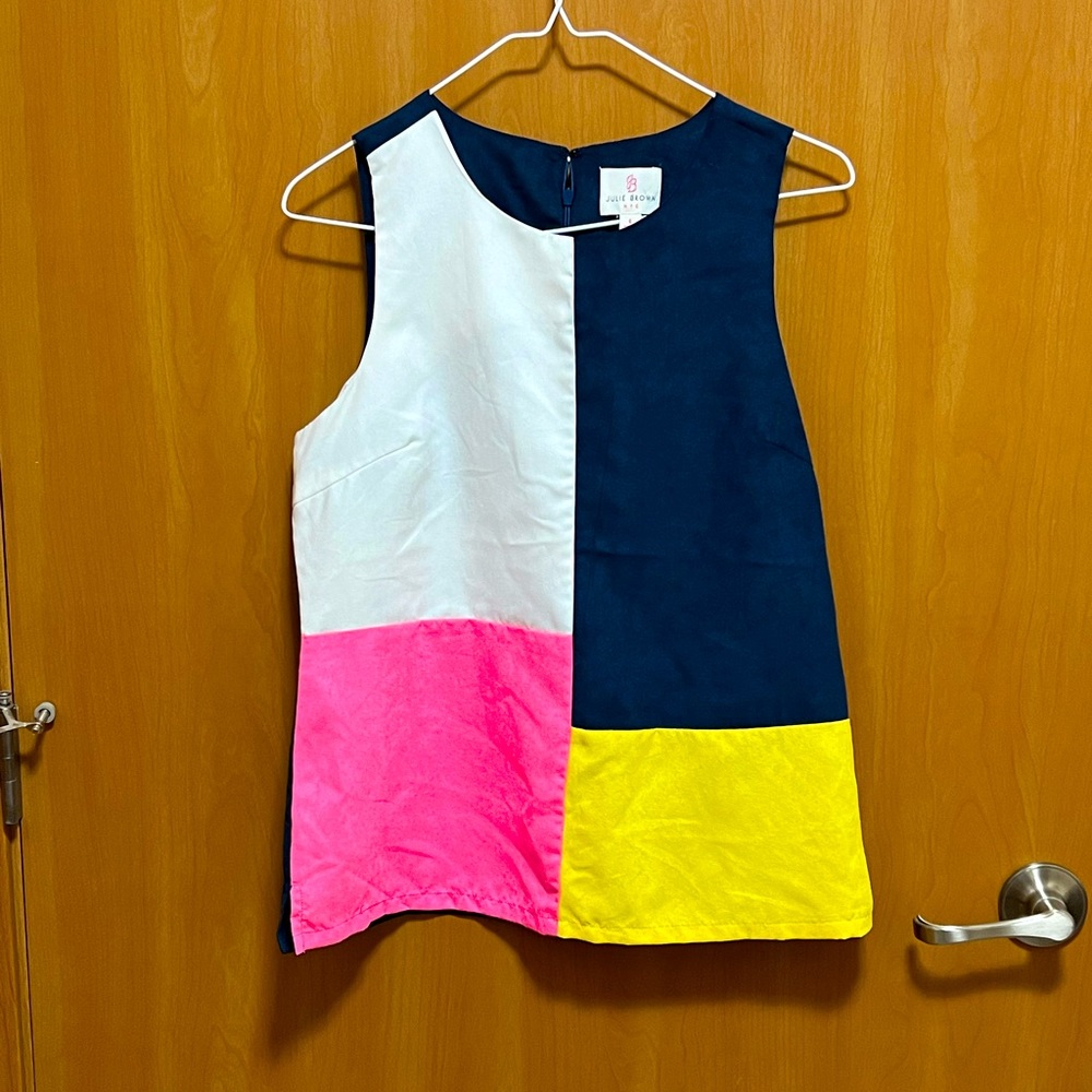 Retro Style Color Block Faux Suede Tank Top
